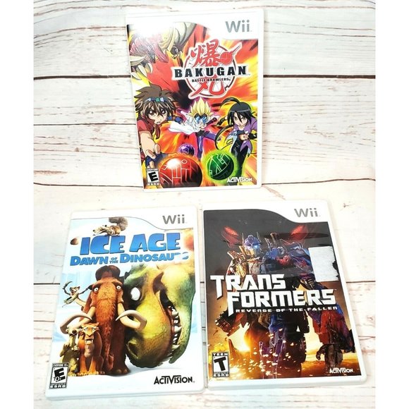 Activision Ice Age Dawn Of The Dino Transformers & Bakugan Wii 3 Game Bundle - Picture 1 of 11